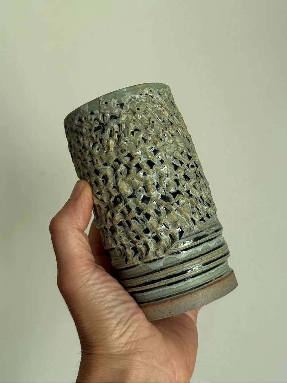 Vintage Jasba Keramik Vase Brutalist Textured Relief West German Pottery